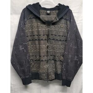 Vintage Y2K RockSmith Hip Hop Geometric Black/Grey XL Zip Up Hoodie